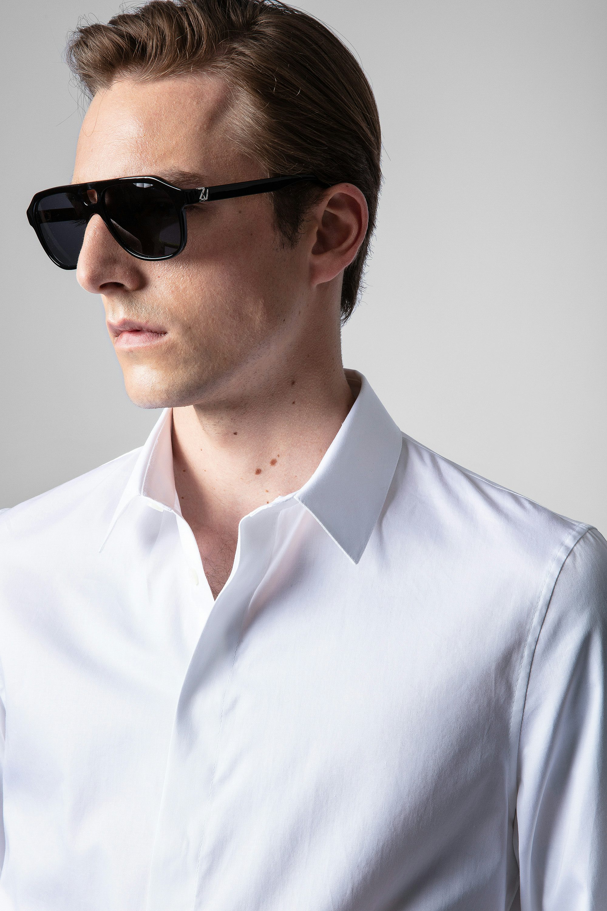 Camicia Sydney Pop - Camicia bianca da uomo in cotone ricamato